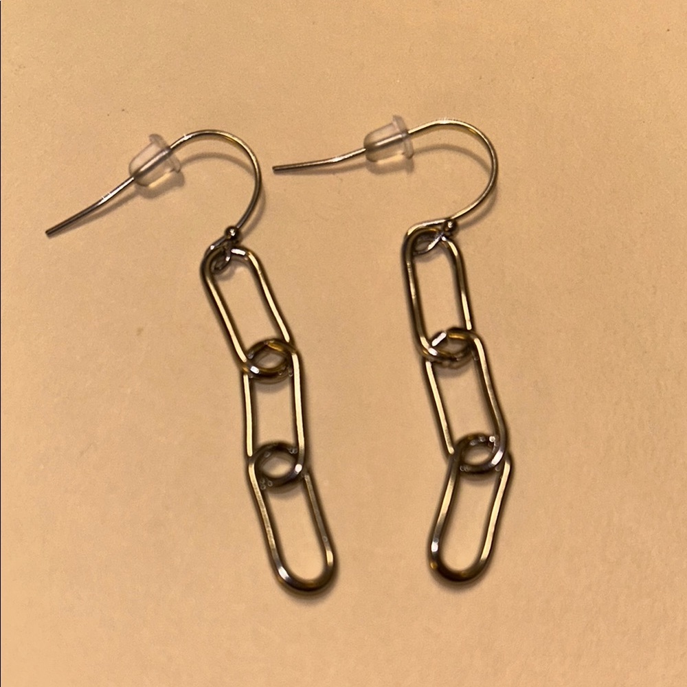 Silver Chain Link Drop Earrings